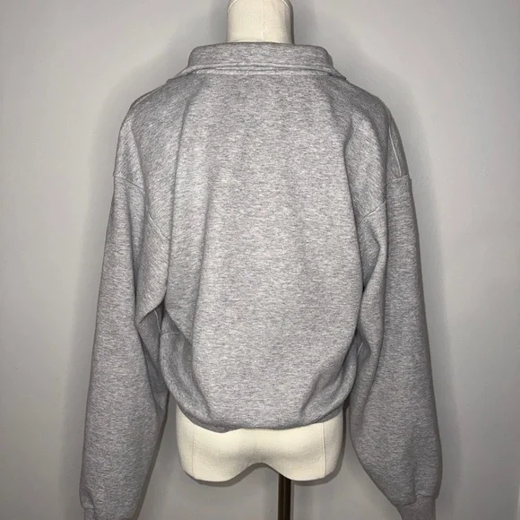 SKIMS Heatherex Grey Cotton Fleece Quarter Zip Sweatshirt - Picture 4 of 5